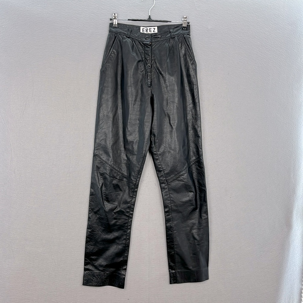 EREZ - women’s Vintage 80s black genuine leather Long Pants high‎ rise size 4